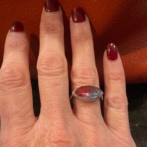 Elegant Silver and Red Gemstone Ring